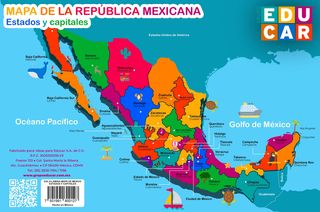 Lamina Mapa De Mxico Estados Y Capitales